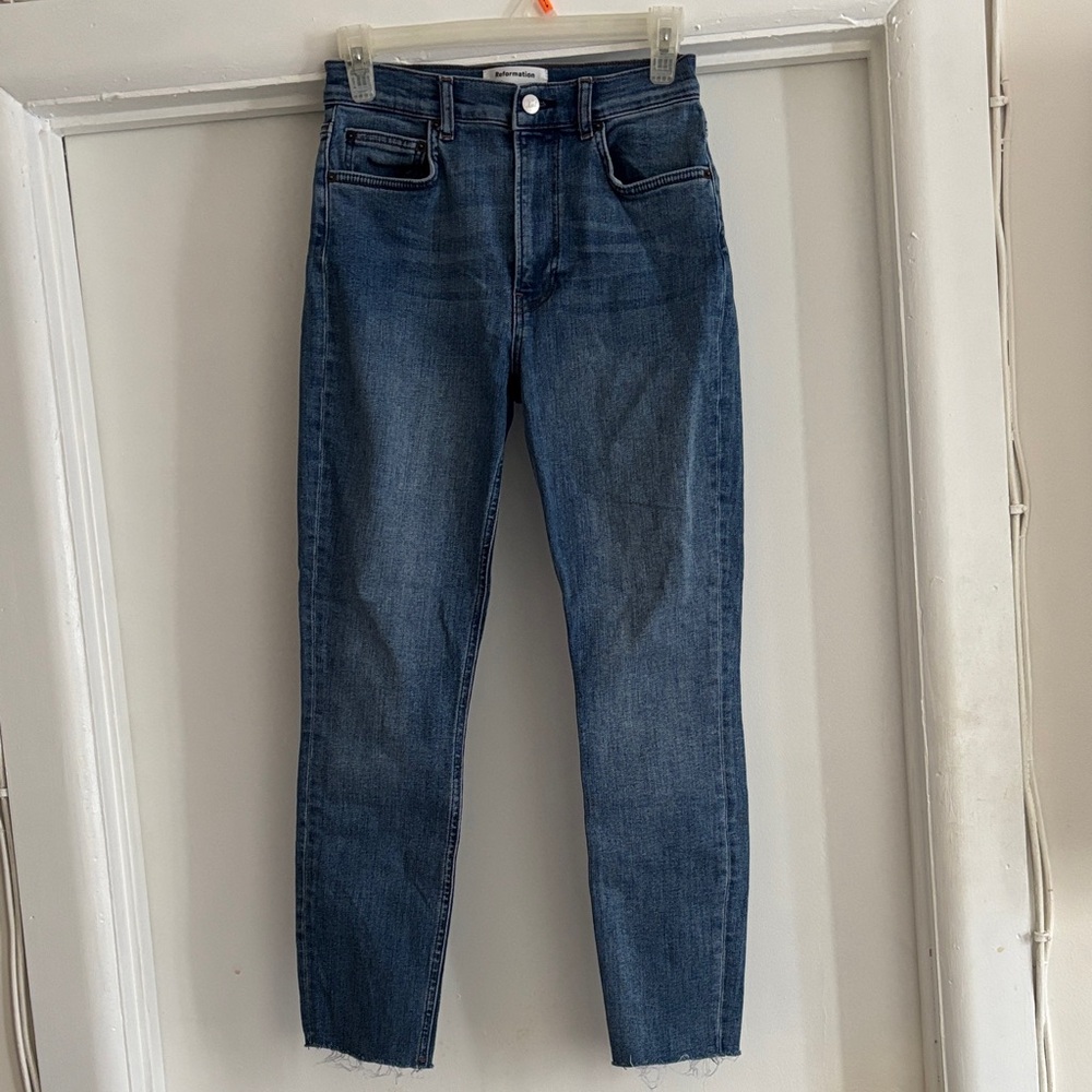 ❤️Reformation Darwin Ankle Fray Jeans Size 26 High Rise Skinny Fit
